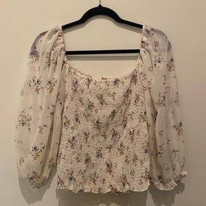Forever 21 puff sleeve floral shirt